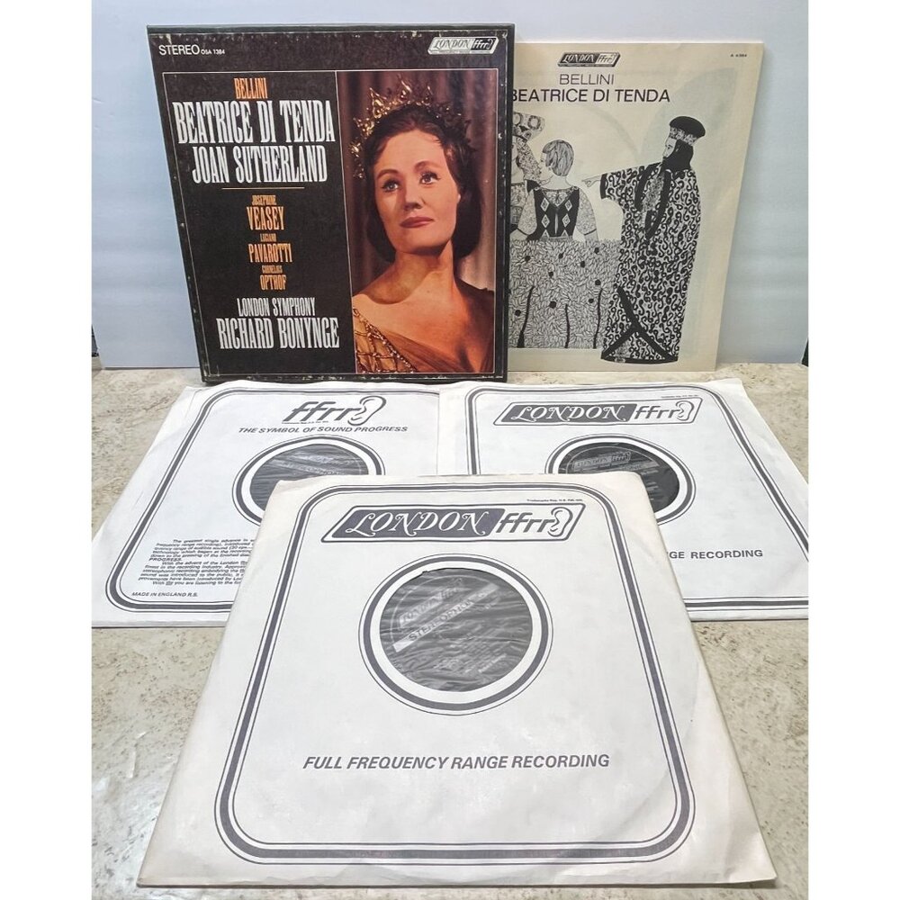 Bellini Beatrice Di Tenda 3LP Box Set Joan Sutherland Pavarotti Opthof Opera